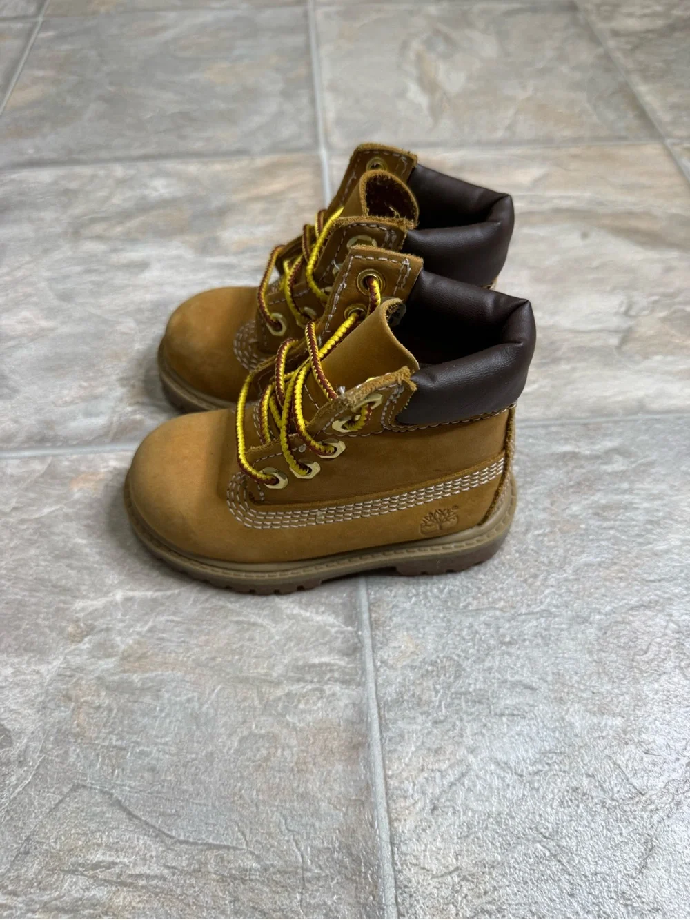 Timberland 6in Premium Boots TD Boys Shoe Size 5c Biege 12809 Preowned